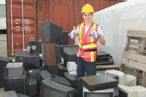 Waste collection trucks in South London